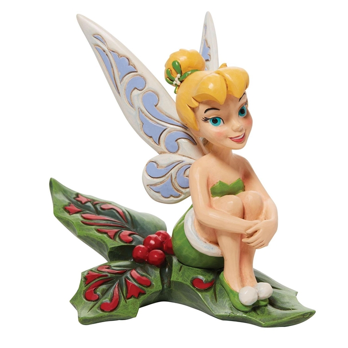 Jim Shore Disney Traditions |  Tinker Bell Sitting on Holly 6010874 | DBC Collectibles