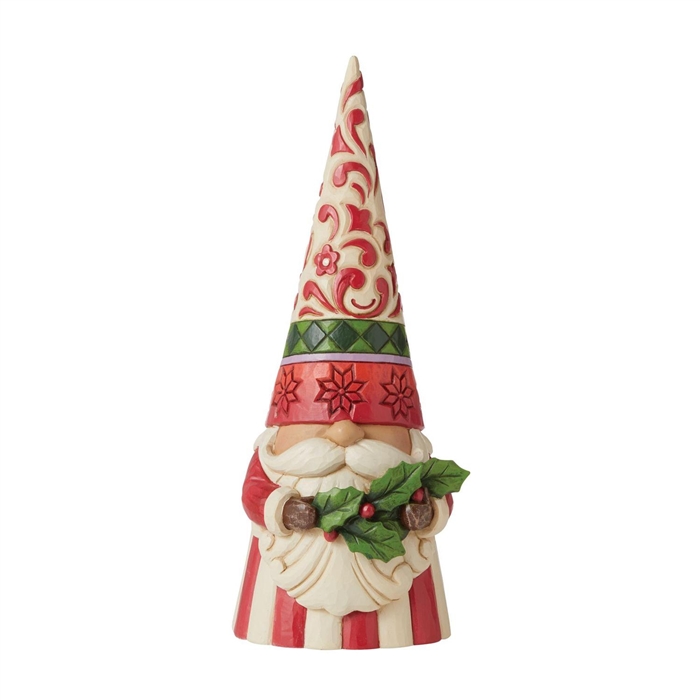 Jim Shore Heartwood Creek | Holly Jolly Gnome - Tall Gnome with Holly 6011155 | DBC Collectibles