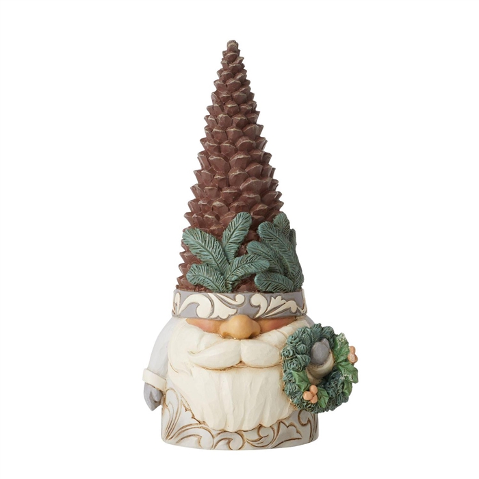 Jim Shore | White Woodland Gnome Pinecone Hat 6011624 | DBC Collectibles