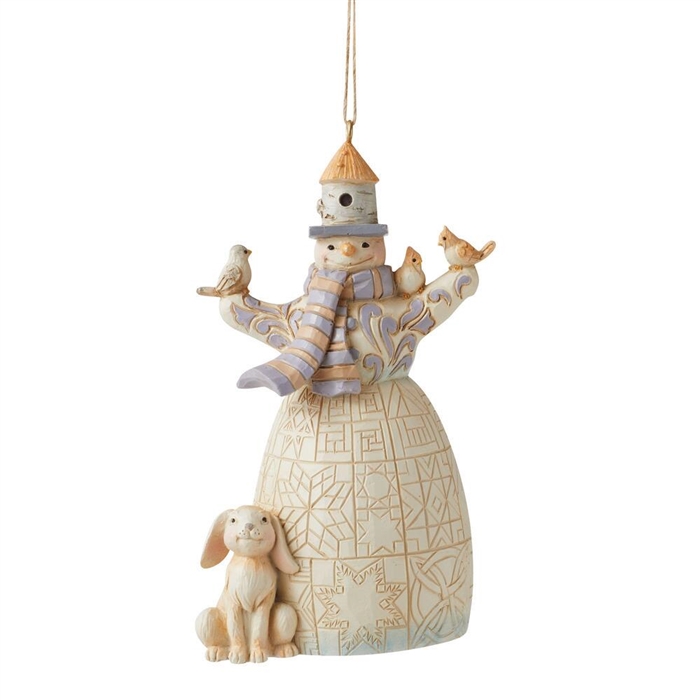 Jim Shore Heartwood Creek | White Woodland Snowman Ornament 6011632 | DBC Collectibles