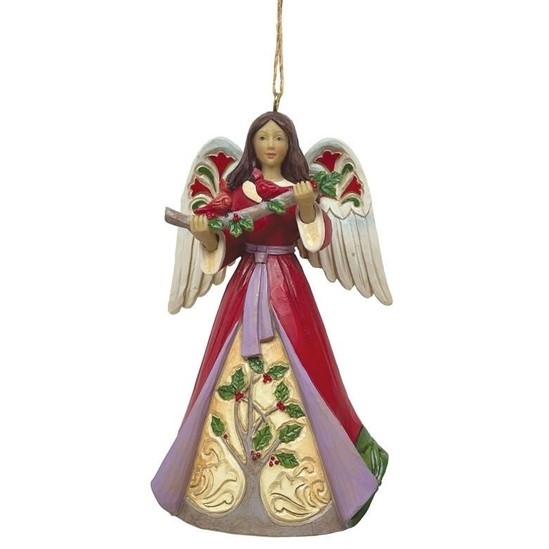 Jim Shore Heartwood Creek  | Angel with Holly Ornament 6011674 | DBC Collectibles