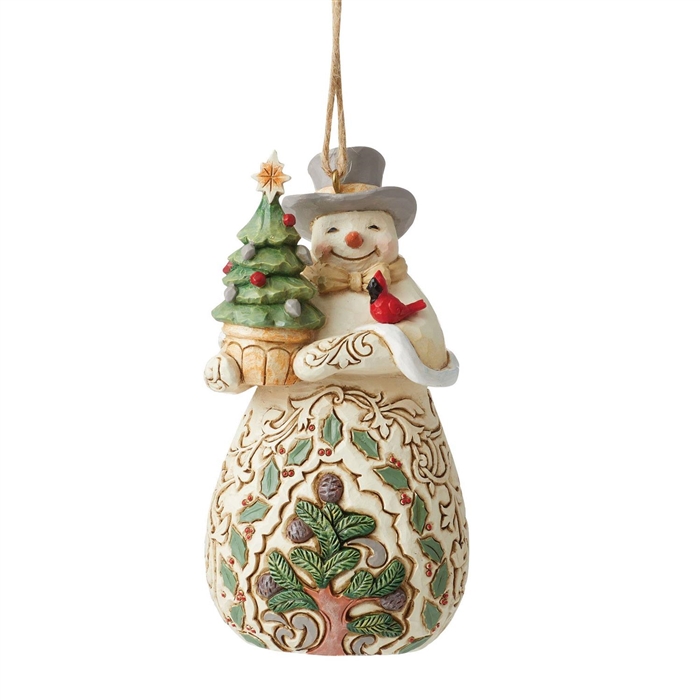 Jim Shore Heartwood Creek |  Snowman with Tree Ornament 6012691 | DBC Collectibles