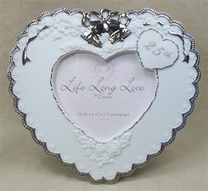 25th Anniversary Heart Shaped Photo Frame