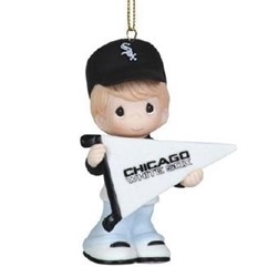 Precious Moments - My Team's A Home Run - Boy White Sox Ornament