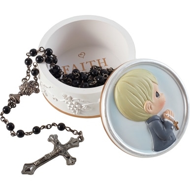 Precious Moments  - Rosary Box w/ Rosary - Boy