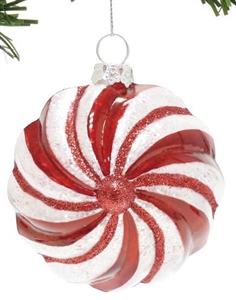 Snow Babies - Red & White Striped Ball - Ornament