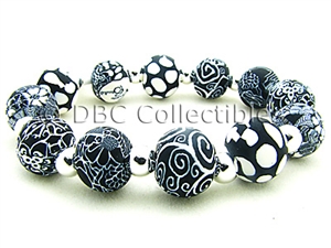 Bracelet 12mm Silverball Black Lace