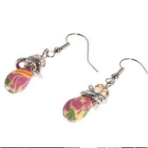 Earrings Pear Drop Silk Chiffon