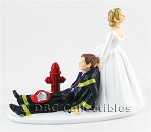 Firefighter Now I Have You  - Black Gear - Wedding Cake topper