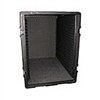 Lightweight and durable fabric-lined case with 5 caster wheels, holds up to 64 system panels or 32 double-wide panels. Internal dividers removed for additional storage space.