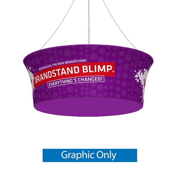 10ft x 36in Blimp Tapered Tube Double-Sided Print (Graphic Only) | Trade Show Booth Ceiling Hanging Sign