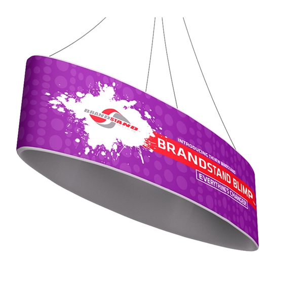 10ft x 48in Blimp Ellipse Single-Sided Hanging Tension Fabric Banner | Trade Show Booth Ceiling Hanging Sign