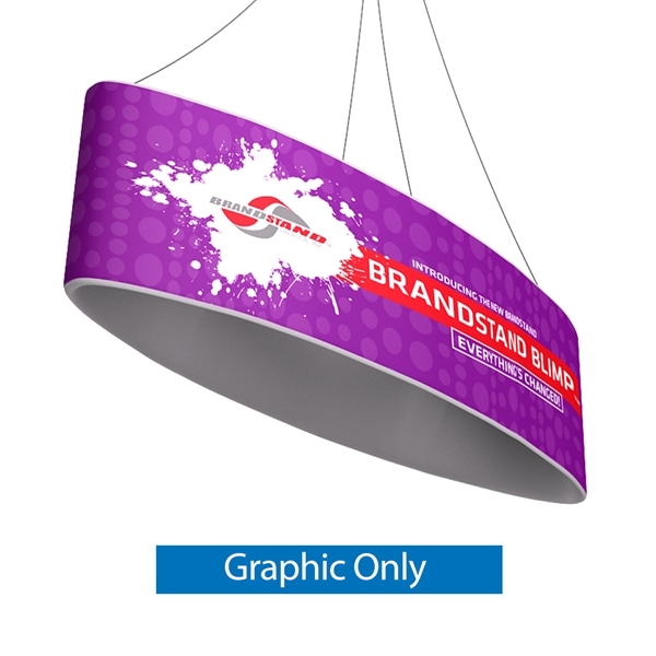 12ft x 36in Blimp Ellipse Hanging Tension Fabric Banner Single-Sided Print (Graphic Only) | Trade Show Booth Ceiling Hanging Sign