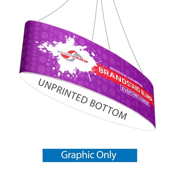 10ft x 48in Blimp Ellipse Hanging Tension Fabric Banner with Blank Bottom | Trade Show Booth Ceiling Hanging Sign