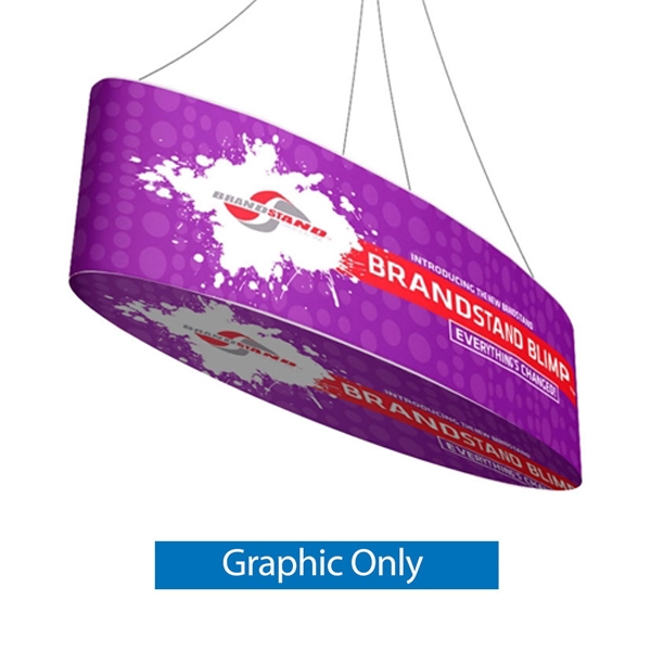 10ft x 48in Blimp Ellipse Hanging Tension Fabric Banner with Printed Bottom (Graphic Only) | Trade Show Booth Ceiling Hanging Sign