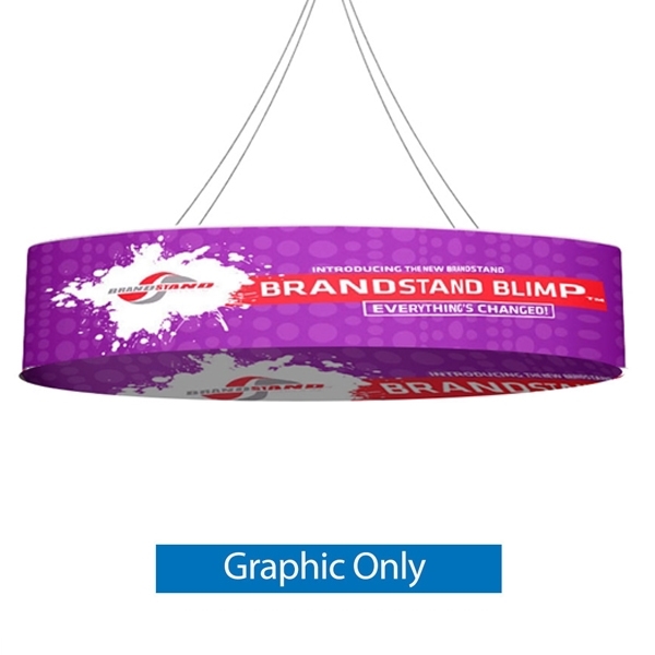 10ft x 36in Blimp Ellipse Hanging Tension Fabric Banner with Printed Bottom | Trade Show Booth Ceiling Hanging Sign