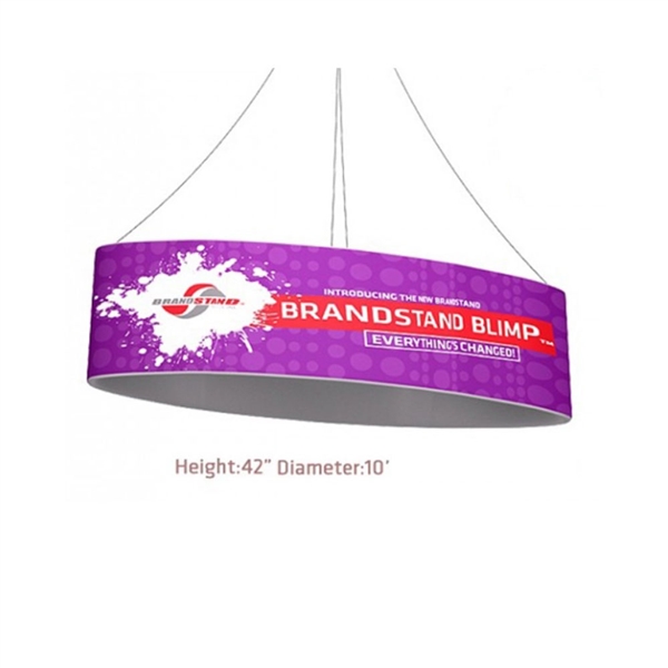 10ft x 42in Blimp Ellipse Single-Sided Hanging Tension Fabric Banner | Trade Show Booth Ceiling Hanging Sign