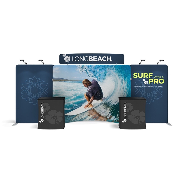 20ft Caribbean C Waveline Media Display | Double-Sided Tension Fabric Booth