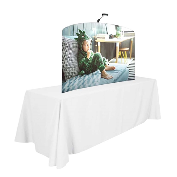 6ft x 5ft Curved Waveline Media Tabletop Display | Double-Sided Tension Fabric Booth