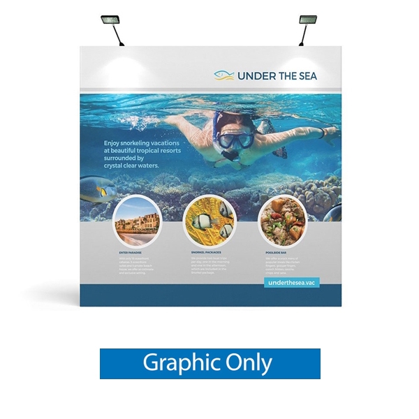 8ft x 8ft Makitso OneFabric Straight Display  - Single Sided Graphic Only - with End Caps.  Choose this easy, impactful and affordable display to stand out from your competition at your next trade show.