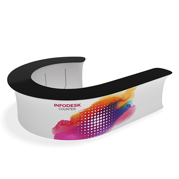 10ft Wide Waveline InfoDesk Trade Show Counter - Kit 12J | Tension Fabric Graphics