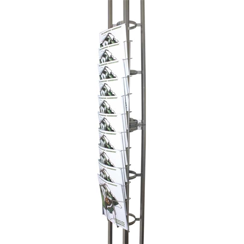 Orbital 10 pocket Stringer literature rack. Holds literature up to 9inches in width. Clamps on to truss saving valuable floor space. Designed for use on the Orbital truss systems only.