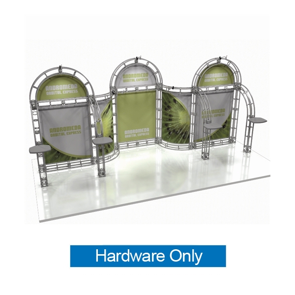 10ft x 20ft Andromeda Orbital Express Trade Show Truss Display Hardware Only system still provides good weight bearing capability along with the great look of a truss system. Truss is the next generation in dynamic trade show structure