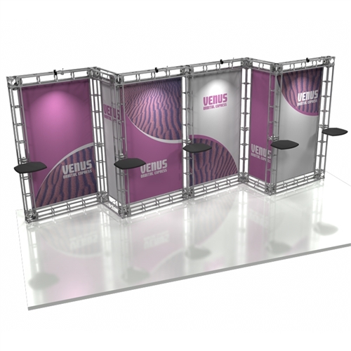 10ft x 20ft Venus Orbital Express Trade Show Truss Display with Rollable Graphics is a complete truss exhibit, professionally designed to fit a 10ft × 20ft trade show booth space. Orbital truss displays are most popular trade show displays