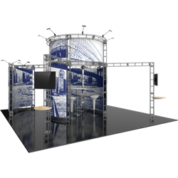 20ft x 20ft Island Atlas Orbital Express Truss Display with Fabric Graphic is the next generation in dynamic trade show exhibits. Onyx Orbital Express Truss Kit is a premium trade show display is designed to be used in a 20ft x 20ft exhibit space