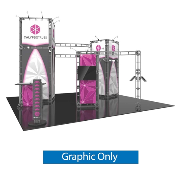 20ft x 20ft Island Calypso Orbital Express Truss Display Replacement Rollable Graphic. Create a beautiful custom trade show display that's quick and easy to set up without any tools with the 20ft x 20ft Island Calypso Express Truss trade show exhibit.