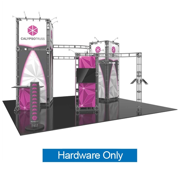 20ft x 20ft Island Calypso Orbital Express Truss Display Hardware Only is the next generation in dynamic trade show exhibits. Calypso Orbital Express Truss Kit is a premium trade show display is designed to be used in a 20ft x 20ft exhibit space