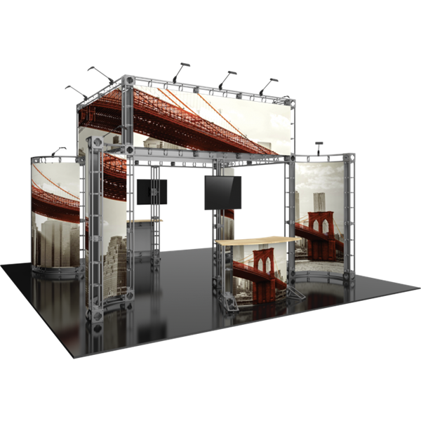 20ft x 20ft Island Aarhus Orbital Express Truss Display with Rollable Graphic is the next generation in dynamic trade show exhibits. Aarhus Orbital Express Truss Kit is a premium trade show display is designed to be used in a 20ft x 20ft exhibit space