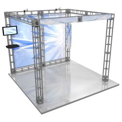 This 10 x 10 custom trade show truss system will help you stand out at the next trade show, drawing attention from across the exhibit floor.  Truss exhibits are one of the most structurally elaborate trade show displays.  They are popular with exhibitors