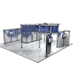 This Larger custom trade show truss system will help you stand out at the next trade show, drawing attention from across the exhibit floor.  Truss exhibits are one of the most structurally elaborate trade show displays.  They are popular with exhibitors