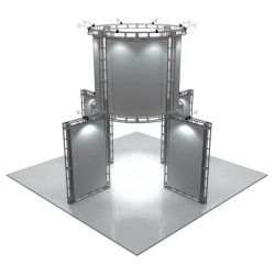 This 20 x 20 custom trade show truss system will help you stand out at the next trade show, drawing attention from across the exhibit floor.  Truss exhibits are one of the most structurally elaborate trade show displays.  They are popular with exhibitors