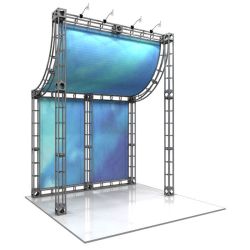 This 10 x 10 custom trade show truss system will help you stand out at the next trade show, drawing attention from across the exhibit floor.  Truss exhibits are one of the most structurally elaborate trade show displays.  They are popular with exhibitors