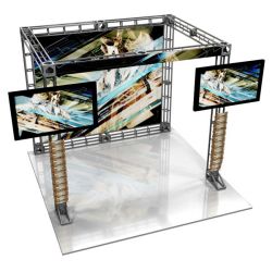 This 10 x 10 custom trade show truss system will help you stand out at the next trade show, drawing attention from across the exhibit floor.  Truss exhibits are one of the most structurally elaborate trade show displays.  They are popular with exhibitors