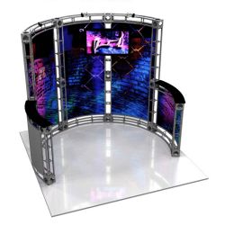 This 10 x 10 custom trade show truss system will help you stand out at the next trade show, drawing attention from across the exhibit floor.  Truss exhibits are one of the most structurally elaborate trade show displays.  They are popular with exhibitors