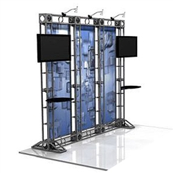 This 10 x 10 custom trade show truss system will help you stand out at the next trade show, drawing attention from across the exhibit floor.  Truss exhibits are one of the most structurally elaborate trade show displays.  They are popular with exhibitors