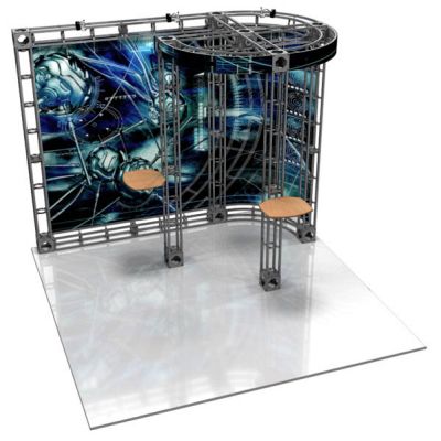 This 10 x 10 custom trade show truss system will help you stand out at the next trade show, drawing attention from across the exhibit floor.  Truss exhibits are one of the most structurally elaborate trade show displays.  They are popular with exhibitors