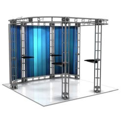 This 10 x 10 custom trade show truss system will help you stand out at the next trade show, drawing attention from across the exhibit floor.  Truss exhibits are one of the most structurally elaborate trade show displays.  They are popular with exhibitors