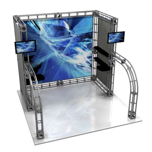 This 10 x 10 custom trade show truss system will help you stand out at the next trade show, drawing attention from across the exhibit floor.  Truss exhibits are one of the most structurally elaborate trade show displays.  They are popular with exhibitors