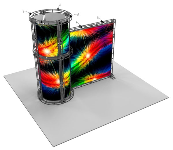 This 10 x 20 custom trade show truss system will help you stand out at the next trade show, drawing attention from across the exhibit floor.  Truss exhibits are one of the most structurally elaborate trade show displays.  They are popular with exhibitors