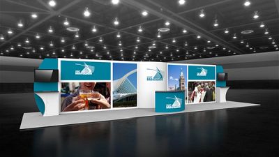 Custom trade show exhibit structures, like design # 53192 stand out on the convention floor. Draw eyes to your trade show booth with exciting custom exhibits & displays. We can customize any trade show exhibit or display to your specifications.