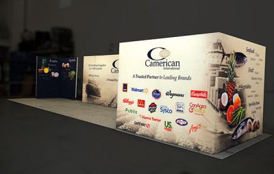 Custom trade show exhibit structures, like design # 659550 stand out on the convention floor. Draw eyes to your trade show booth with exciting custom exhibits & displays. We can customize any trade show exhibit or display to your specifications.