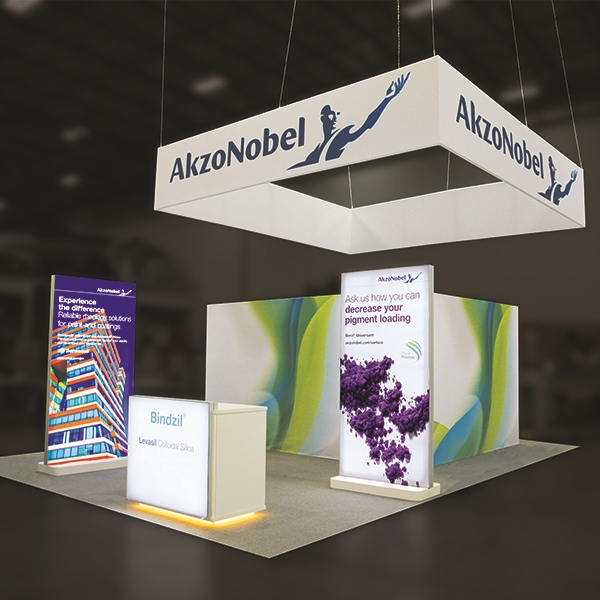 Custom trade show exhibit structures, like design # 698106 stand out on the convention floor. Draw eyes to your trade show booth with exciting custom exhibits & displays. We can customize any trade show exhibit or display to your specifications.