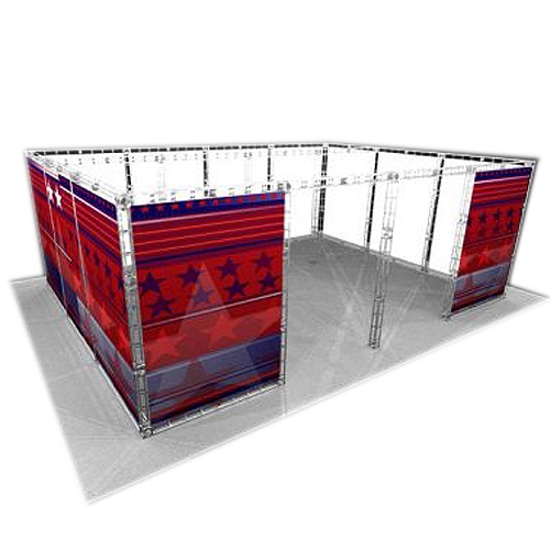 This Larger custom trade show truss system will help you stand out at the next trade show, drawing attention from across the exhibit floor.  Truss exhibits are one of the most structurally elaborate trade show displays.  They are popular with exhibitors