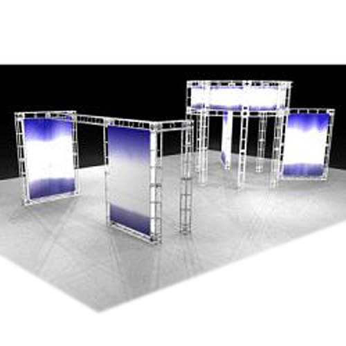 This Larger custom trade show truss system will help you stand out at the next trade show, drawing attention from across the exhibit floor.  Truss exhibits are one of the most structurally elaborate trade show displays.  They are popular with exhibitors