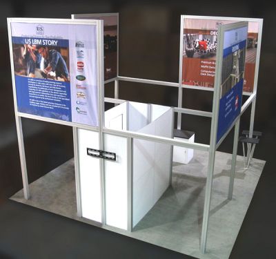 Custom trade show exhibit structures, like design # 325311 stand out on the convention floor. Draw eyes to your trade show booth with exciting custom exhibits & displays. We can customize any trade show exhibit or display to your specifications.