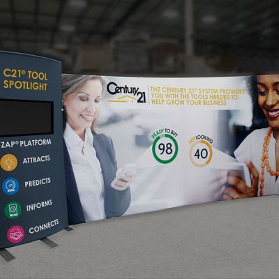 Custom trade show exhibit structures, like design # 0744984 stand out on the convention floor. Draw eyes to your trade show booth with exciting custom exhibits & displays. We can customize any trade show exhibit or display to your specifications.